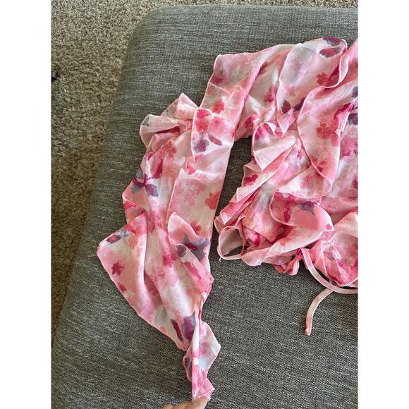 Pink festival rave JLuxLabel S top wrap open flutter ruffle party concert yvanna - Picture 5 of 8